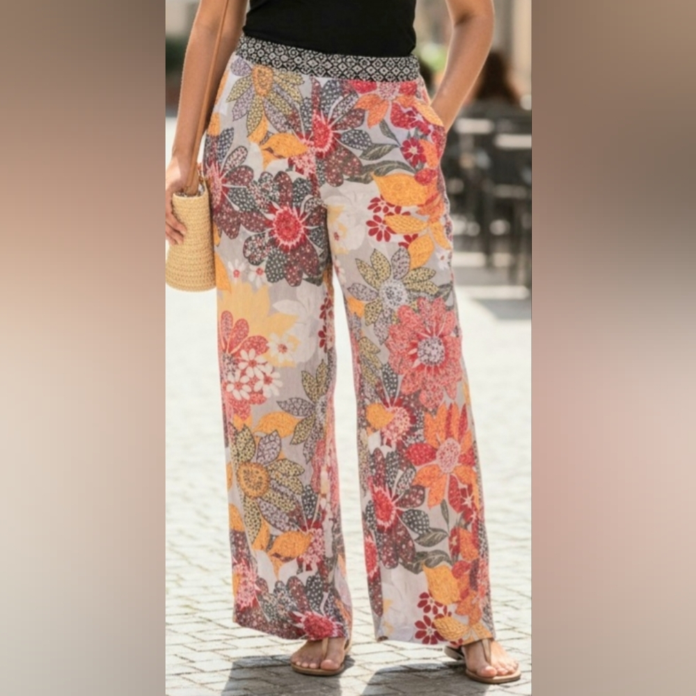 Habitat Multicolor Floral Wide-Leg Pants/